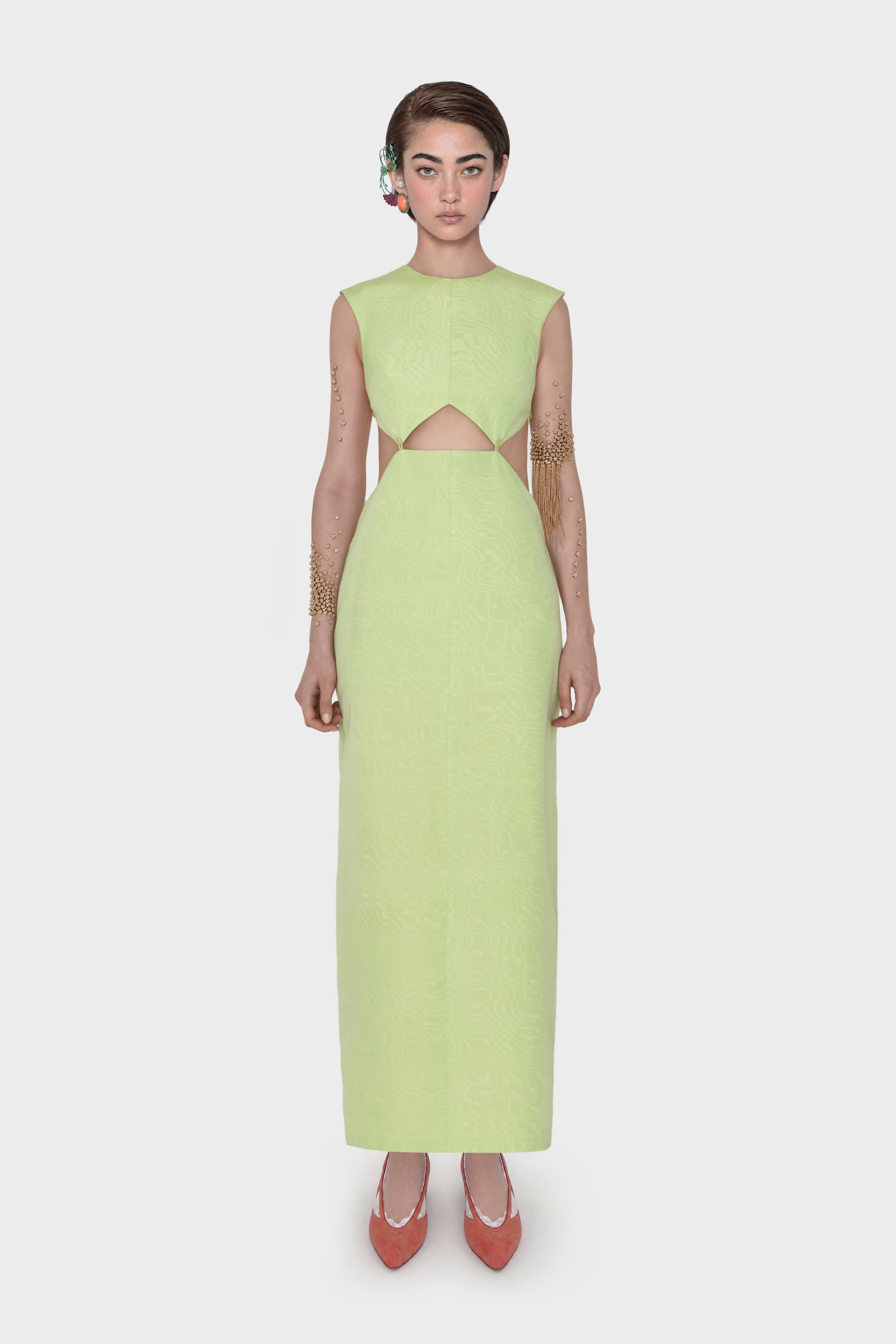 Watered Silk Elongated Dress-Squares